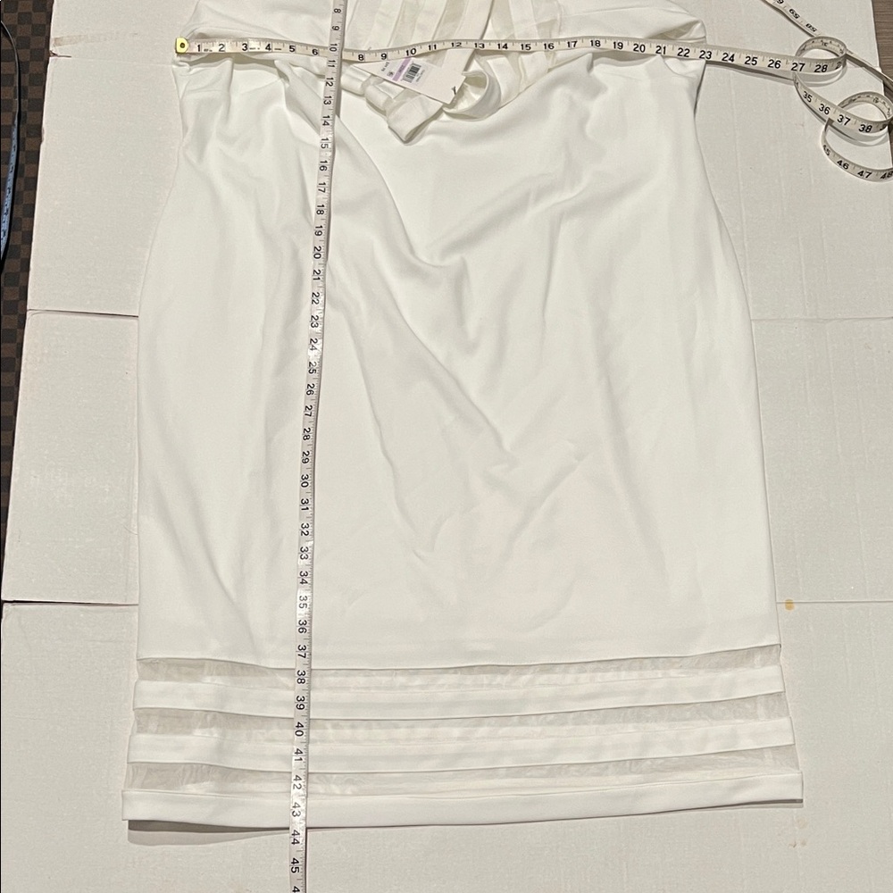 Calvin Klein White Dress Womens 22W Sheath Bell Sleeve Modern Minimal Office - Picture 10 of 12